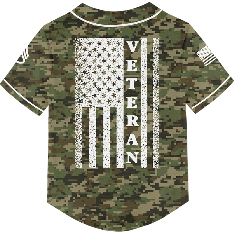 Custom Camo 1776 American Flag U.S. Army Military Staff Sergeant Rank Name Veterans Day Baseball Jersey | Father's Day Gifts