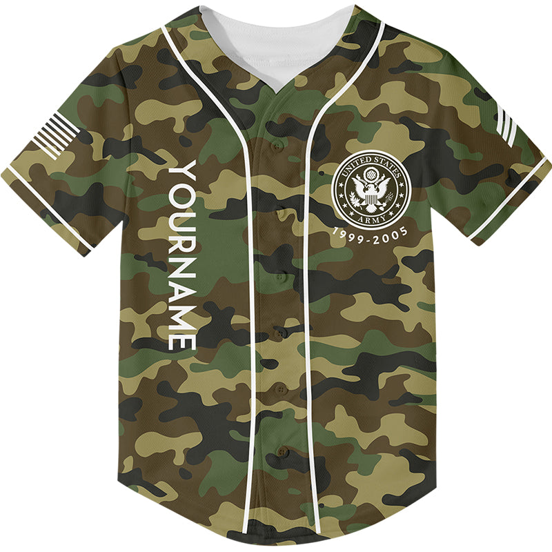 Custom Camo Some People Wonder All Their Lives If They've Made A Difference Veterans Don't Have That Problem Flag U.S. Army Military Sergeant Rank Name Veterans Day Baseball Jersey | Father's Day Gifts