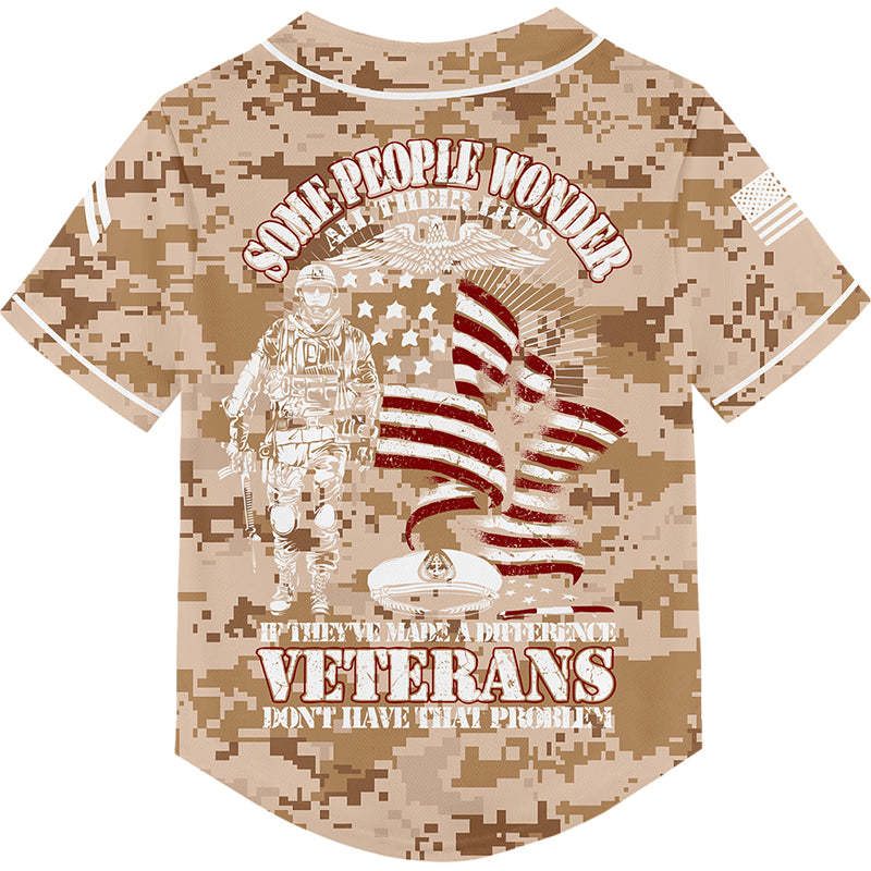 Custom Camo Some People Wonder All Their Lives If They've Made A Difference Veterans Don't Have That Problem Flag U.S. Army Military Corporal Rank Name Veterans Day Baseball Jersey | Father's Day Gifts