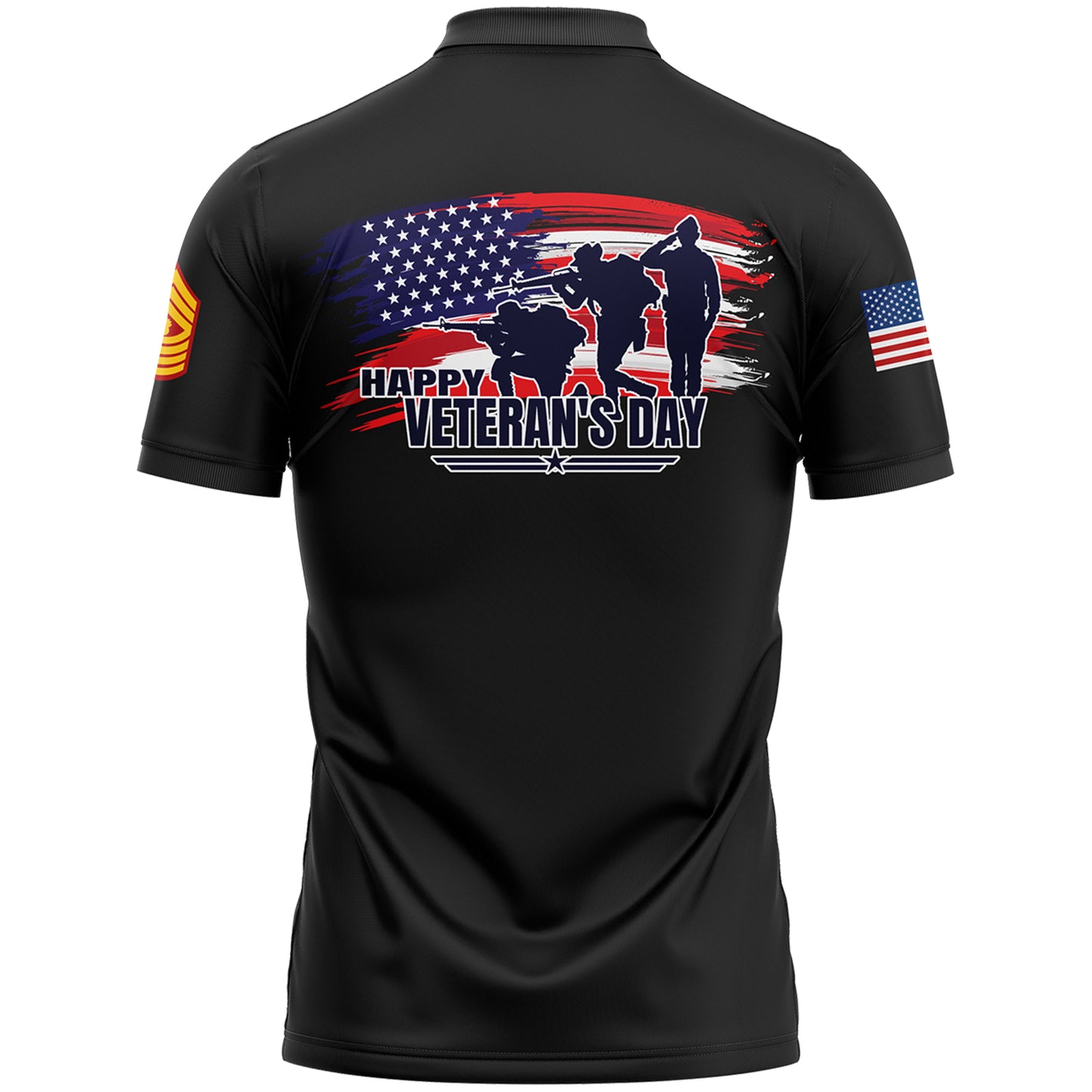 Custom Black 1776 Flag U.S Marine Corps Military Rank Name Veterans Day Golf Polo Shirt | Father's Day Gifts