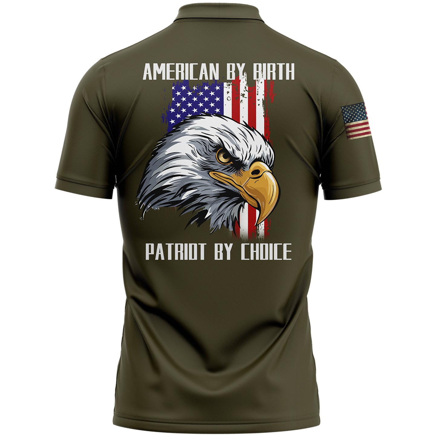 American By Birth Patriot By Choice Custom Olive American Patriot Name Golf Polo Shirt