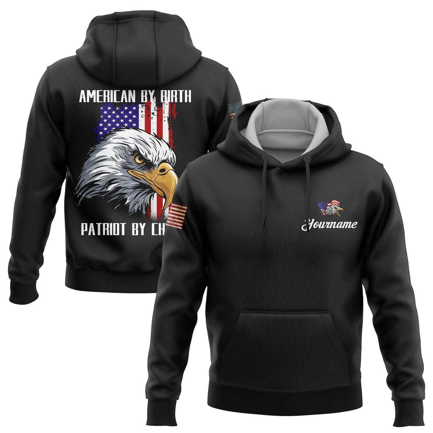 American By Birth Patriot By Choice Custom Black American Patriot Name Hoodie